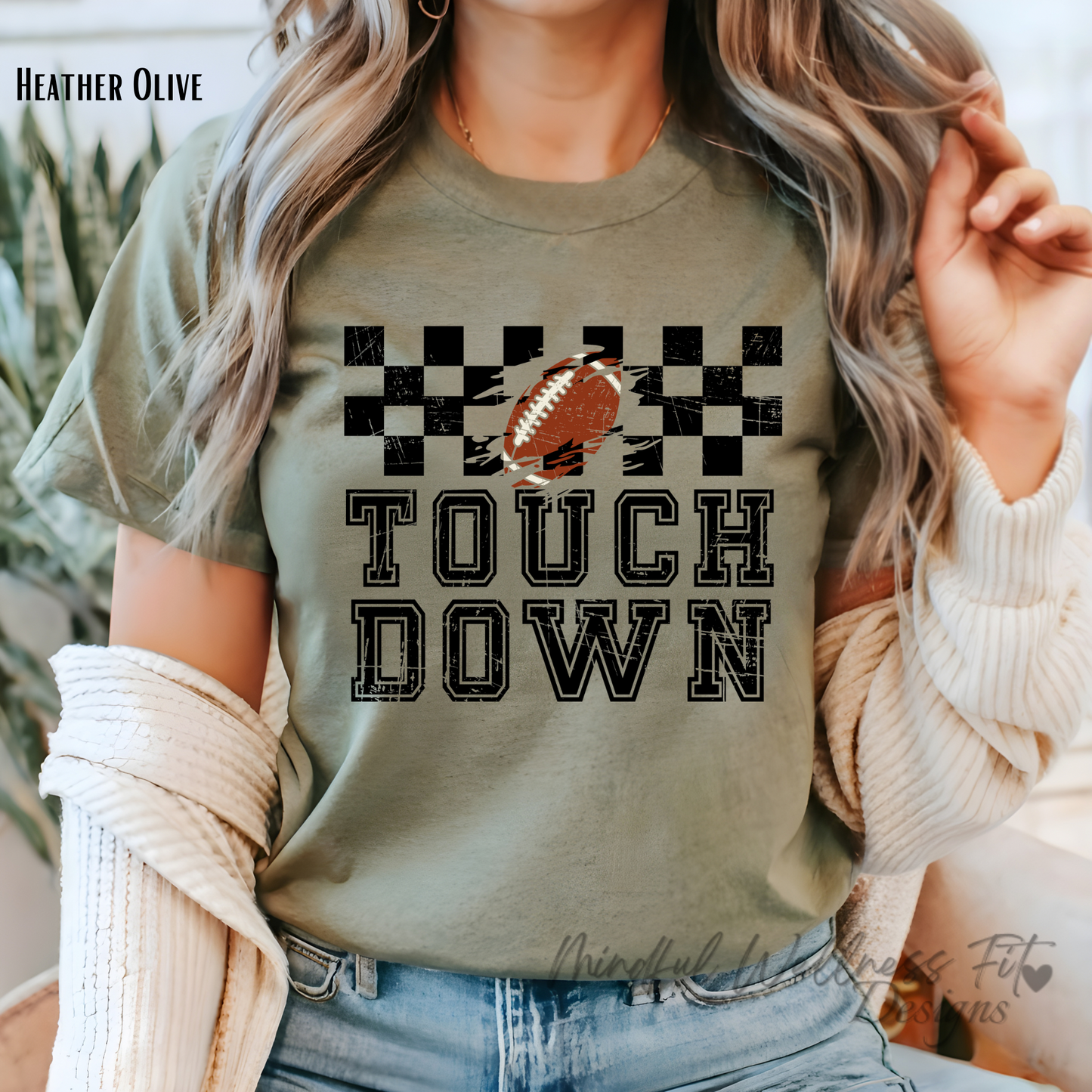 Touchdown Retro Football Shirt, Sports Fan Gift, Checkered Background Shirt, Football Lover Shirt, Game Day Apparel, High School Football
