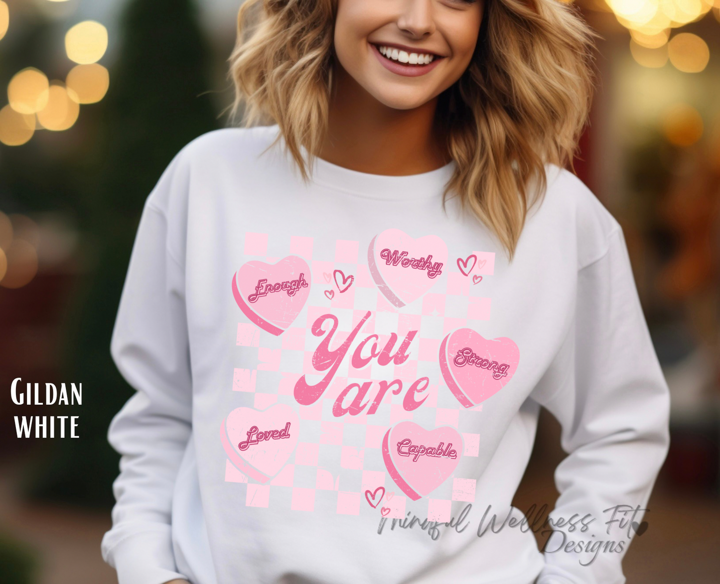You Are Enough Sweatshirt, Self Love Conversation Heart Crew, Valentines Day Crew, You Are Worthy Strong Capable Loved Shirt, Christian Crew