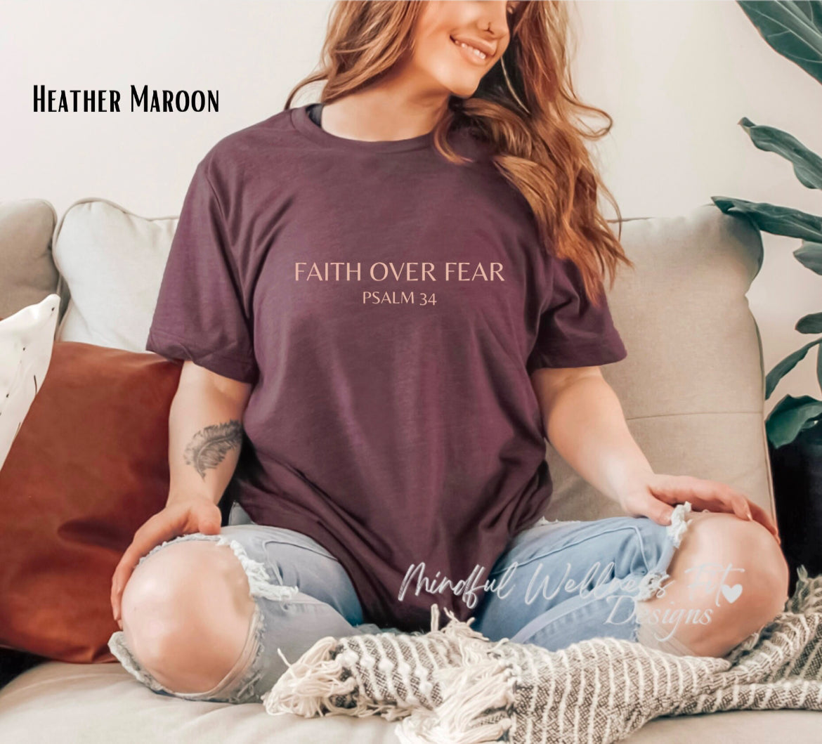 Faith Over Fear Shirt, Psalm 34 Christian Shirt, Minimal Religious Shirt, Bible Verse Shirt, Scripture Tee, Gift for Her, Have Faith Shirt
