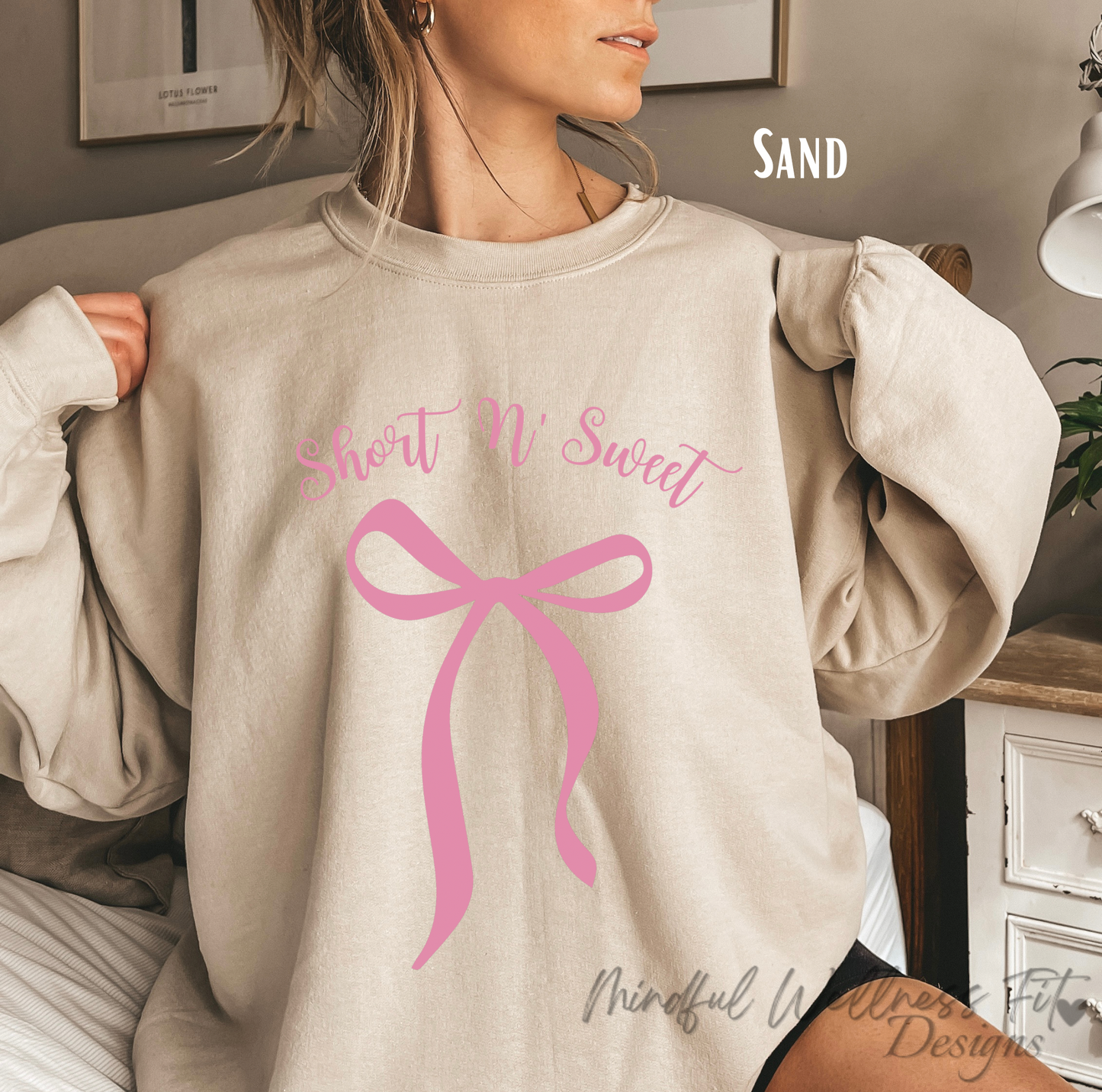 Short N' Sweet Sweatshirt, Coquette Aesthetic, Pop Culture Crewneck, Music Lover Sweater, Cute Bow Sweater, Music Festival Sweatshirt