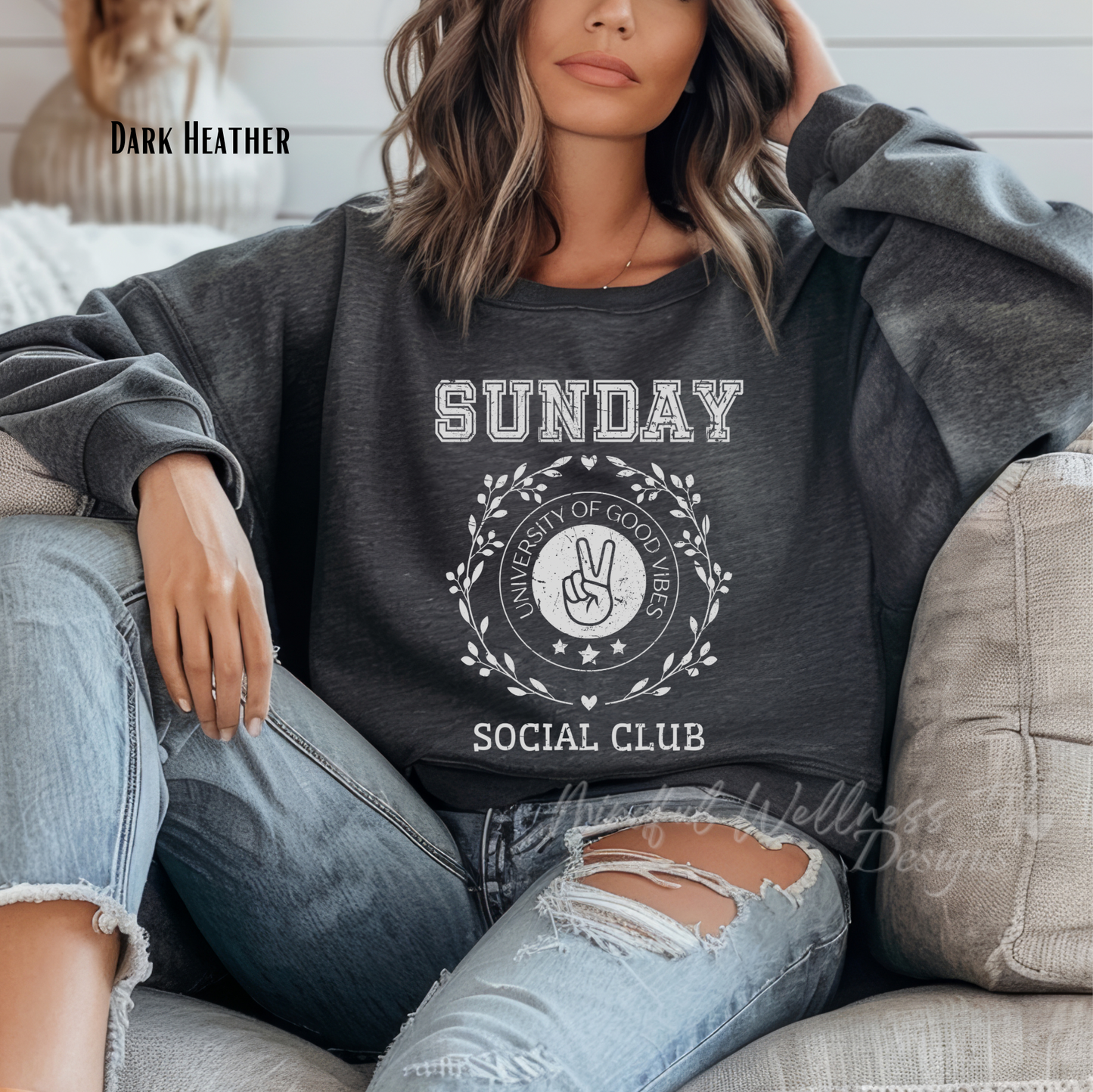 Sunday Social Club Sweatshirt, University Of Good Vibes Sweater, Sunday Peace Sweatshirt, Cozy Sunday Mornings Sweatshirt, Gift for Her