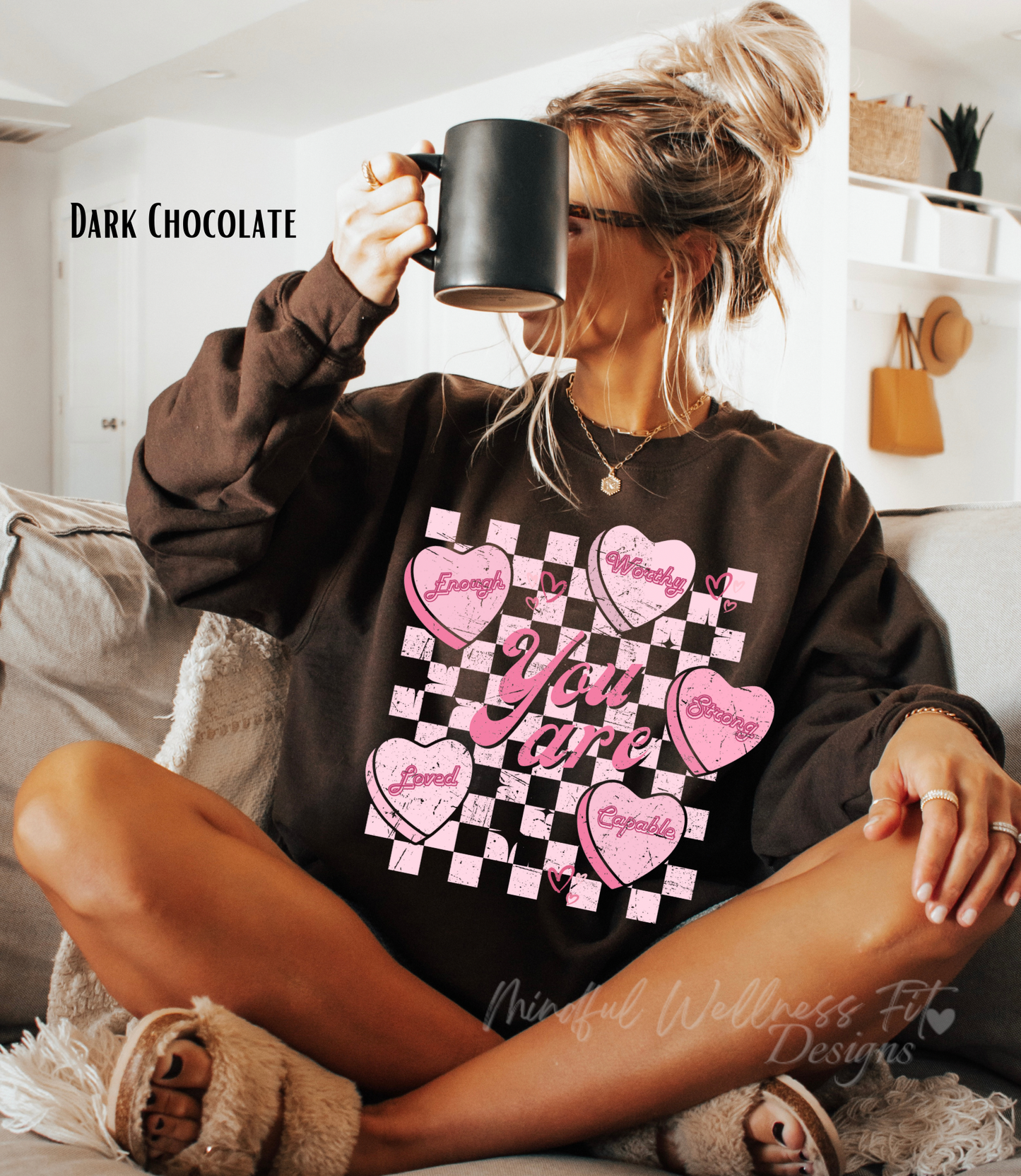 You Are Enough Sweatshirt, Self Love Conversation Heart Crew, Valentines Day Crew, You Are Worthy Strong Capable Loved Shirt, Christian Crew