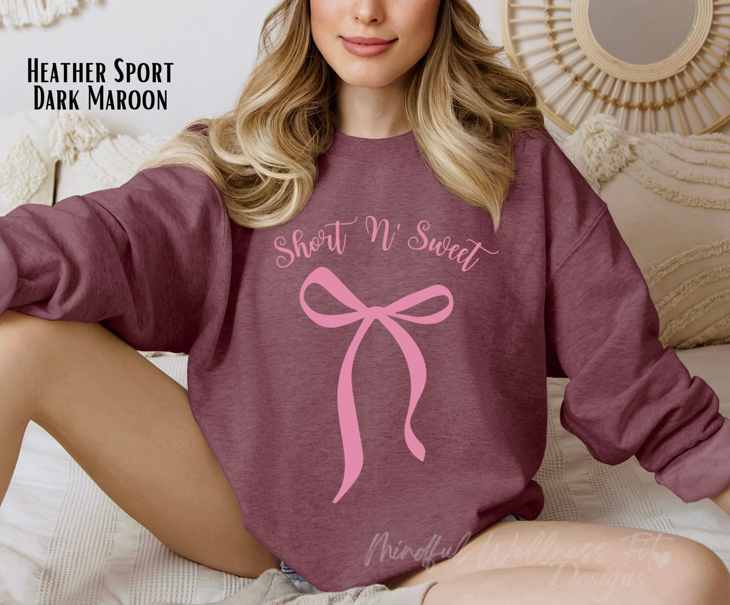 Short N' Sweet Sweatshirt, Coquette Aesthetic, Pop Culture Crewneck, Music Lover Sweater, Cute Bow Sweater, Music Festival Sweatshirt