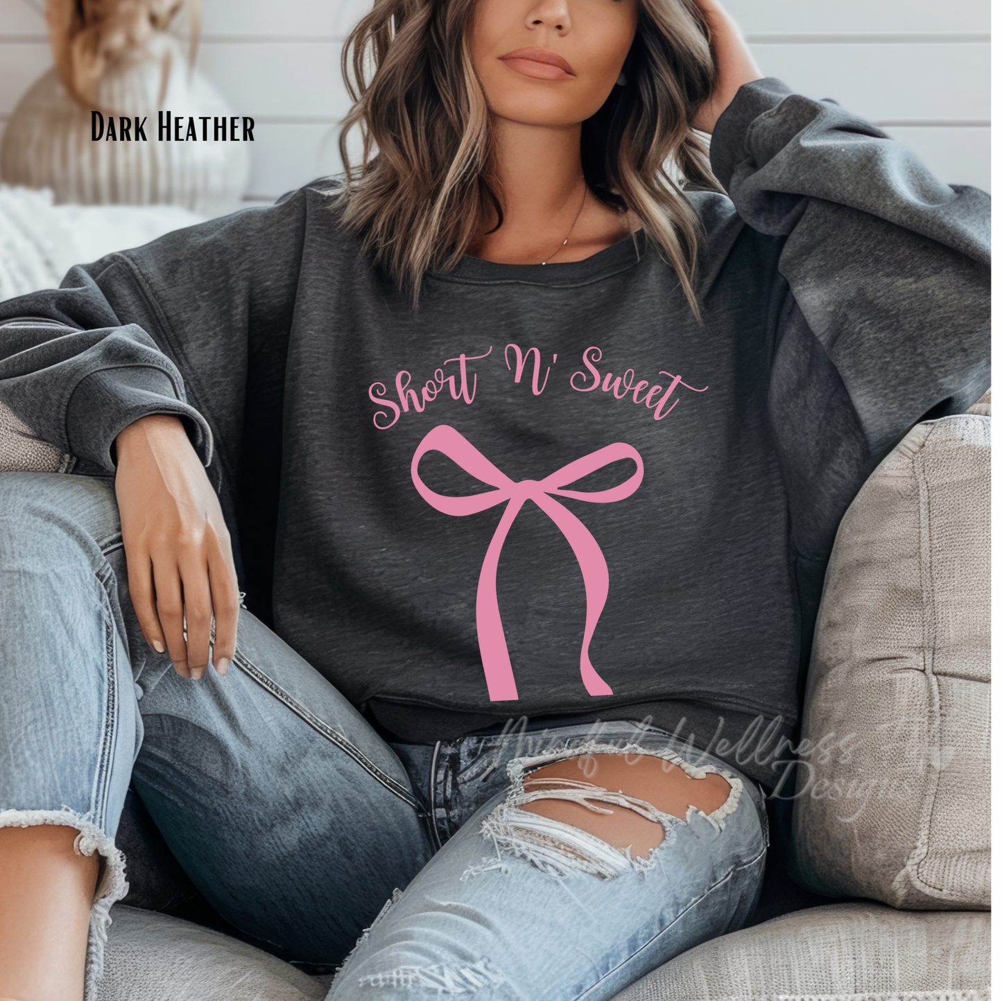 Short N' Sweet Sweatshirt, Coquette Aesthetic, Pop Culture Crewneck, Music Lover Sweater, Cute Bow Sweater, Music Festival Sweatshirt