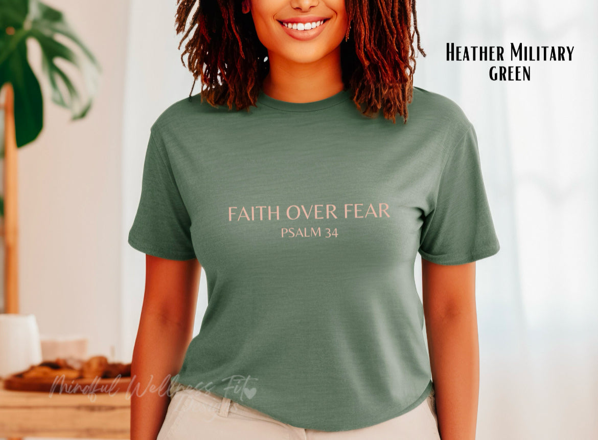 Faith Over Fear Shirt, Psalm 34 Christian Shirt, Minimal Religious Shirt, Bible Verse Shirt, Scripture Tee, Gift for Her, Have Faith Shirt