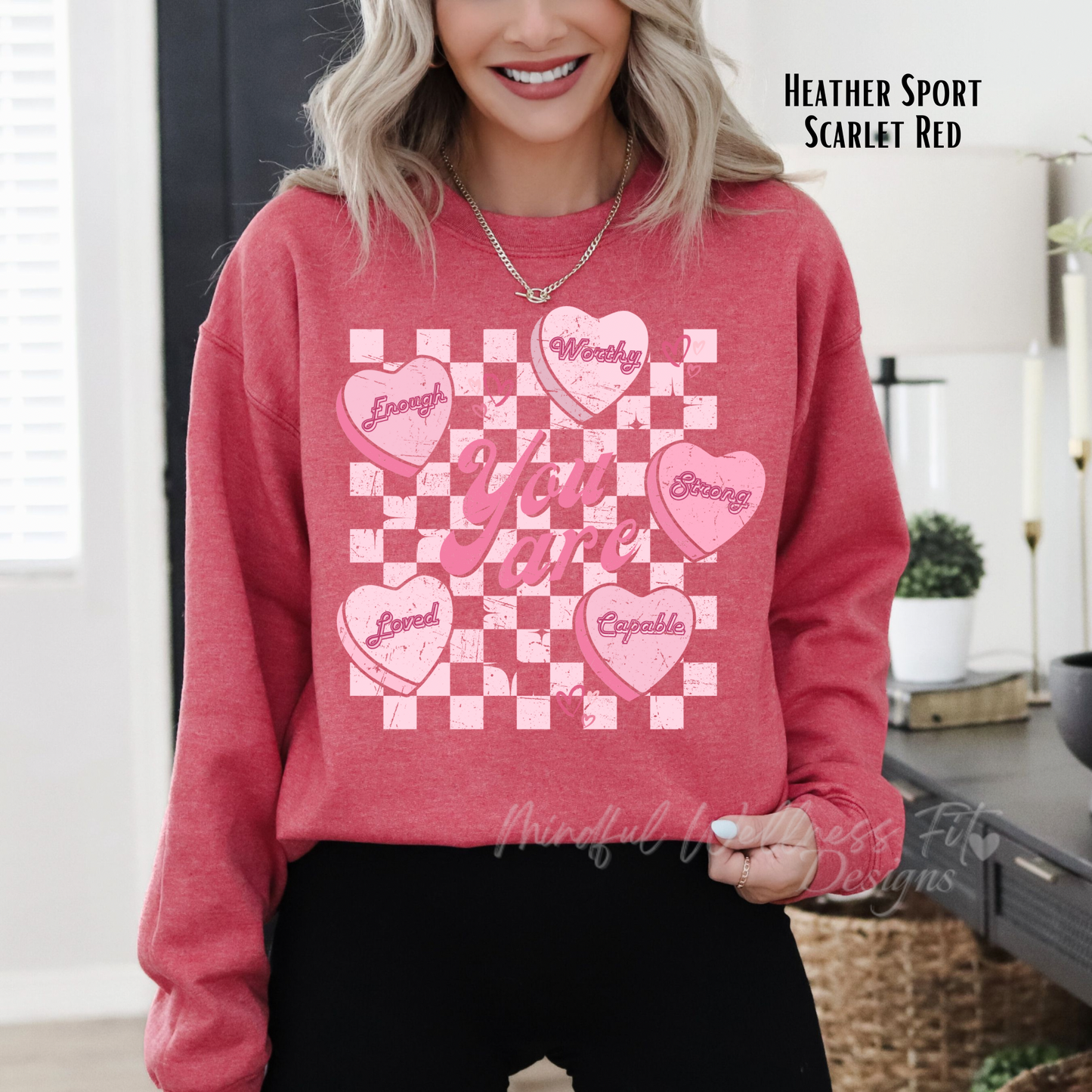 You Are Enough Sweatshirt, Self Love Conversation Heart Crew, Valentines Day Crew, You Are Worthy Strong Capable Loved Shirt, Christian Crew