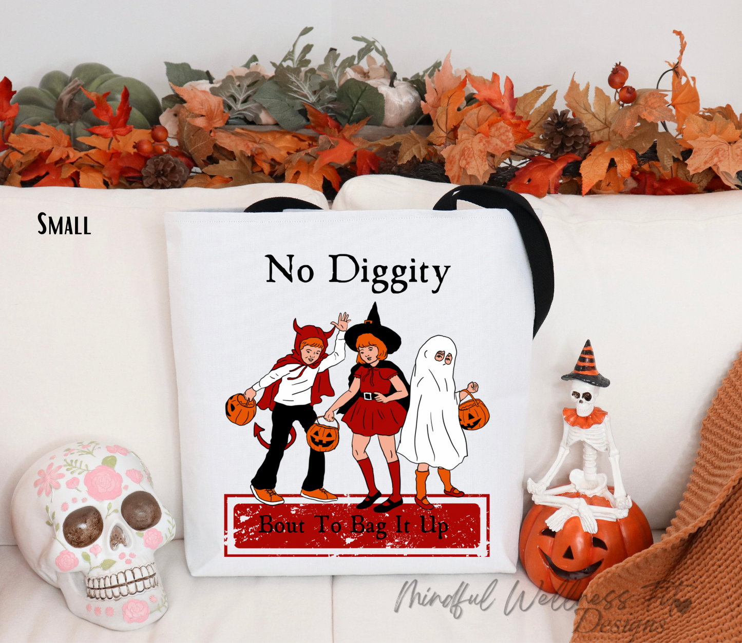 No Diggity Bout To Bag It Up Tote Bag, Halloween Trick or Treat Bag, Song Lyric Inspired Halloween Tote Bag, Kids Candy Bag