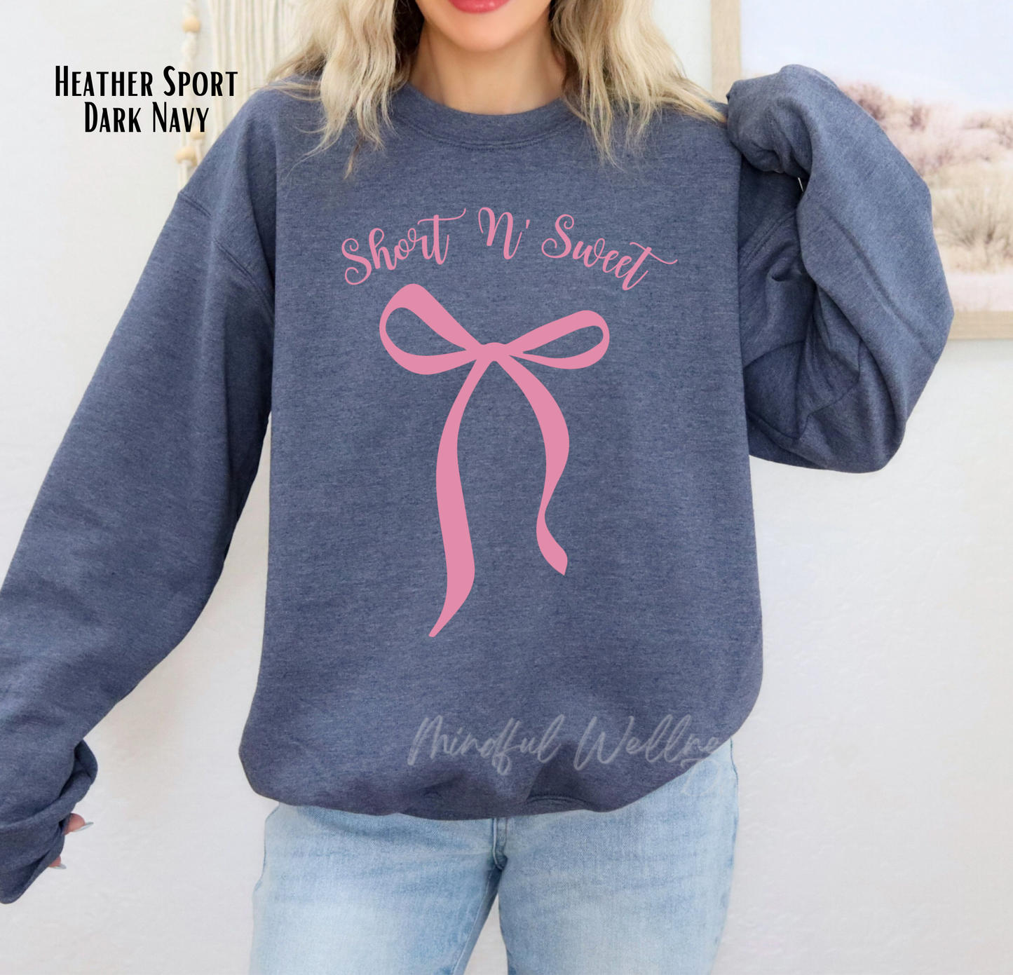 Short N' Sweet Sweatshirt, Coquette Aesthetic, Pop Culture Crewneck, Music Lover Sweater, Cute Bow Sweater, Music Festival Sweatshirt
