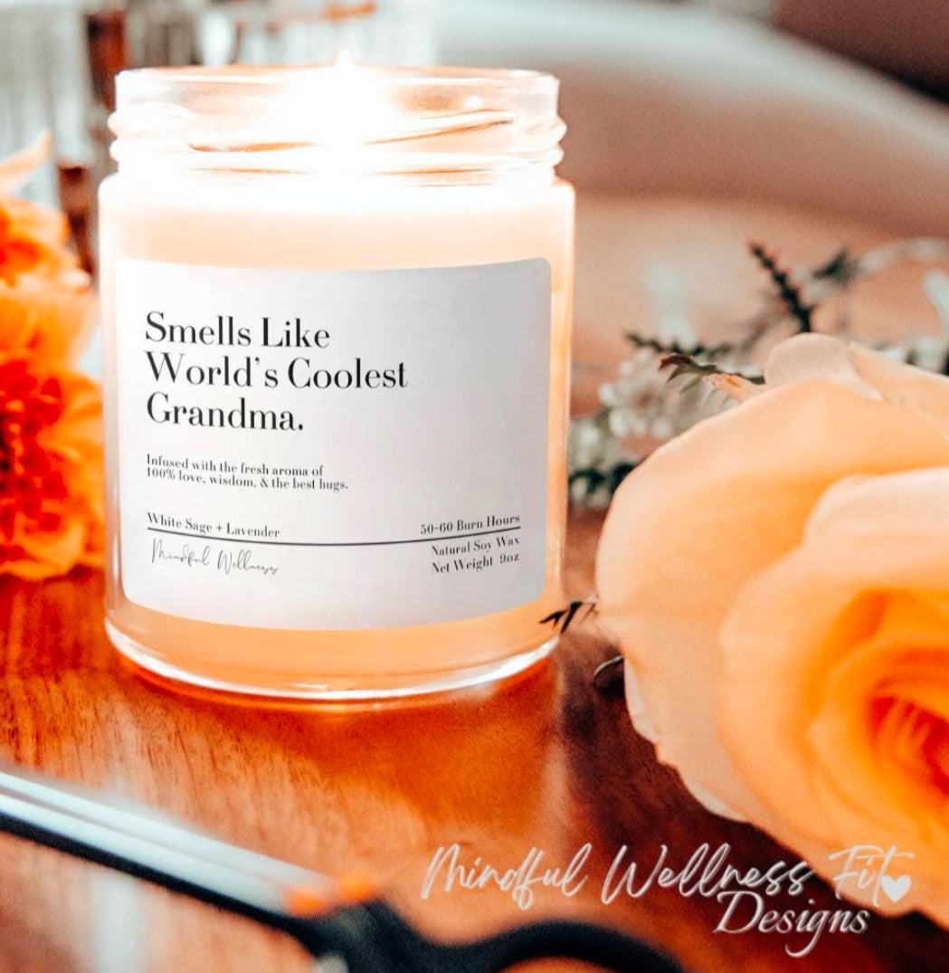 Smells Like World's Coolest Grandma Soy Candle, Best Grandmother 9oz Funny Candle, Mother's Day Gift, Gift for Granny, Best Nana Candle