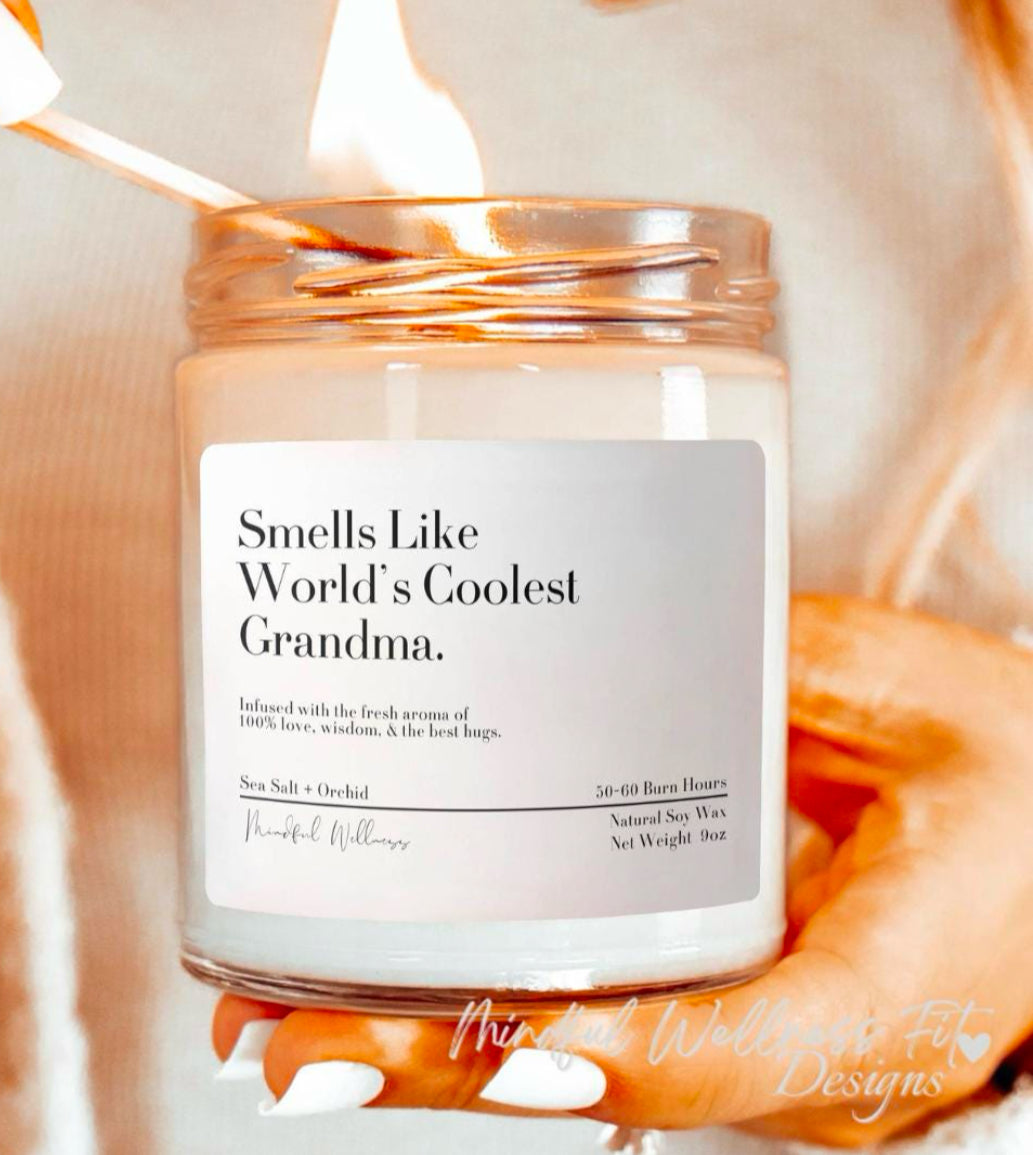 Smells Like World's Coolest Grandma Soy Candle, Best Grandmother 9oz Funny Candle, Mother's Day Gift, Gift for Granny, Best Nana Candle