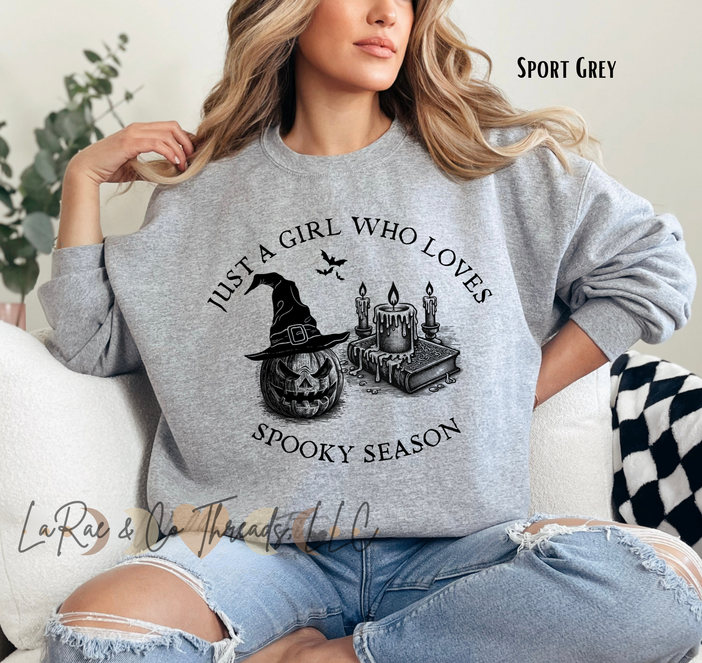 Spooky Season Sweatshirt - Just a Girl Who Loves Cozy Fall Fashion, Halloween Gift, Autumn Apparel, Halloween Lover, Casual Wear, Unisex Crewneck