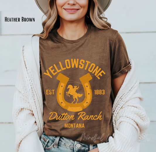 Yellowstone Dutton Ranch Shirt, Montana Country Unisex Shirt, Cowboy Horseshoe Shirt, Yellowstone Souvenir Shirt, Western Style Shirt,