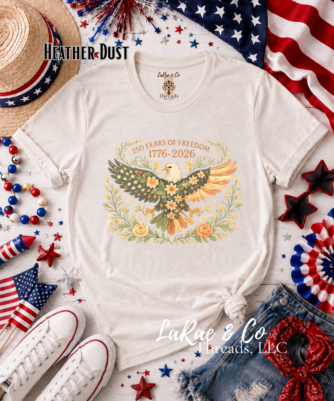 250 Years of Freedom Eagle Floral 1776–2026 Anniversary Shirt, Sesquicentennial Shirt, Patriotic Cottagecore Americana Shirt, Vintage Patriotic Eagle with Flowers, American Freedom Shirt