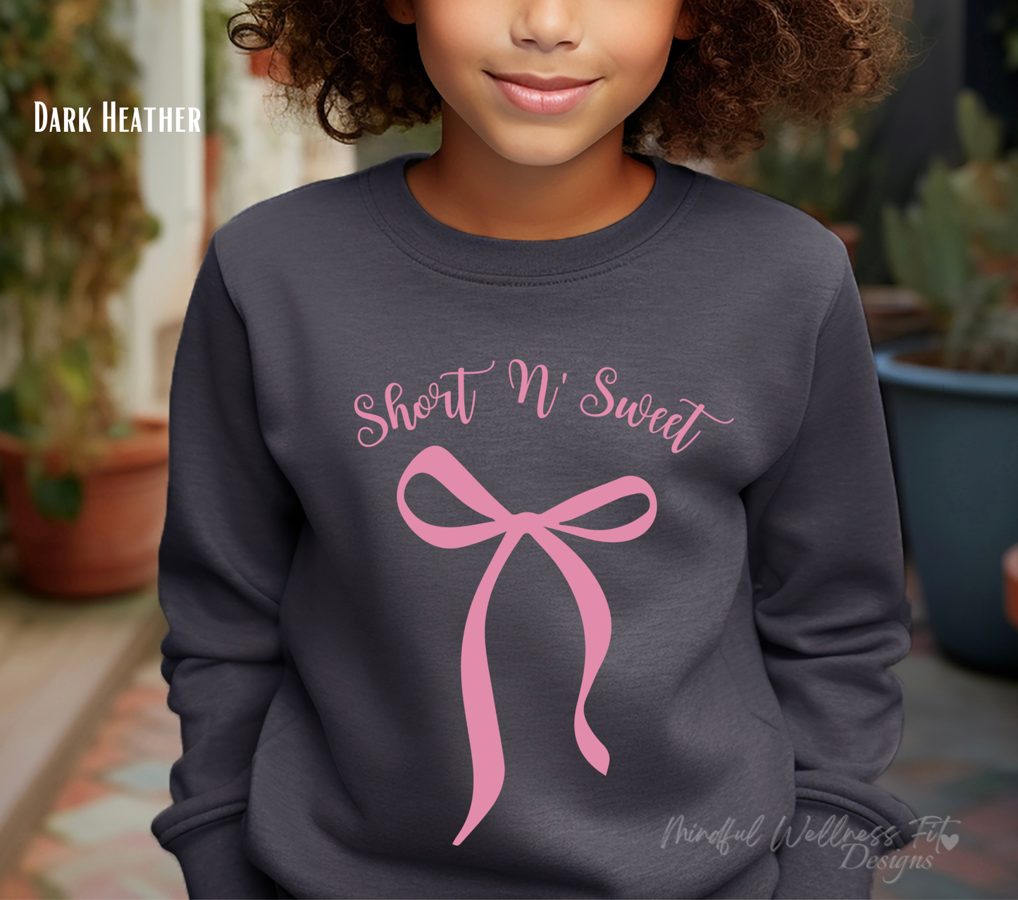 Kids Short N' Sweet Sweatshirt, Coquette Aesthetic, Pop Culture Crew, Music Lover Sweater, Kids Cute Bow Sweater, Music Festival Sweatshirt