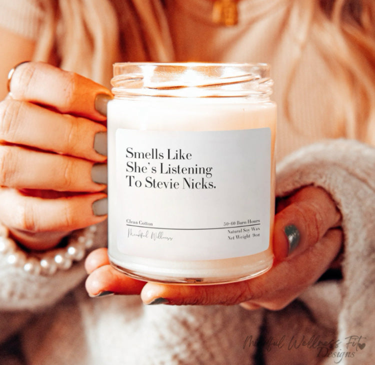 Smells Like She's Listening To Stevie Nicks Scented Soy Candle, Fleetwood Mac Candle, Friendship Gift, Music Lover Gift Candle, Gift for Her