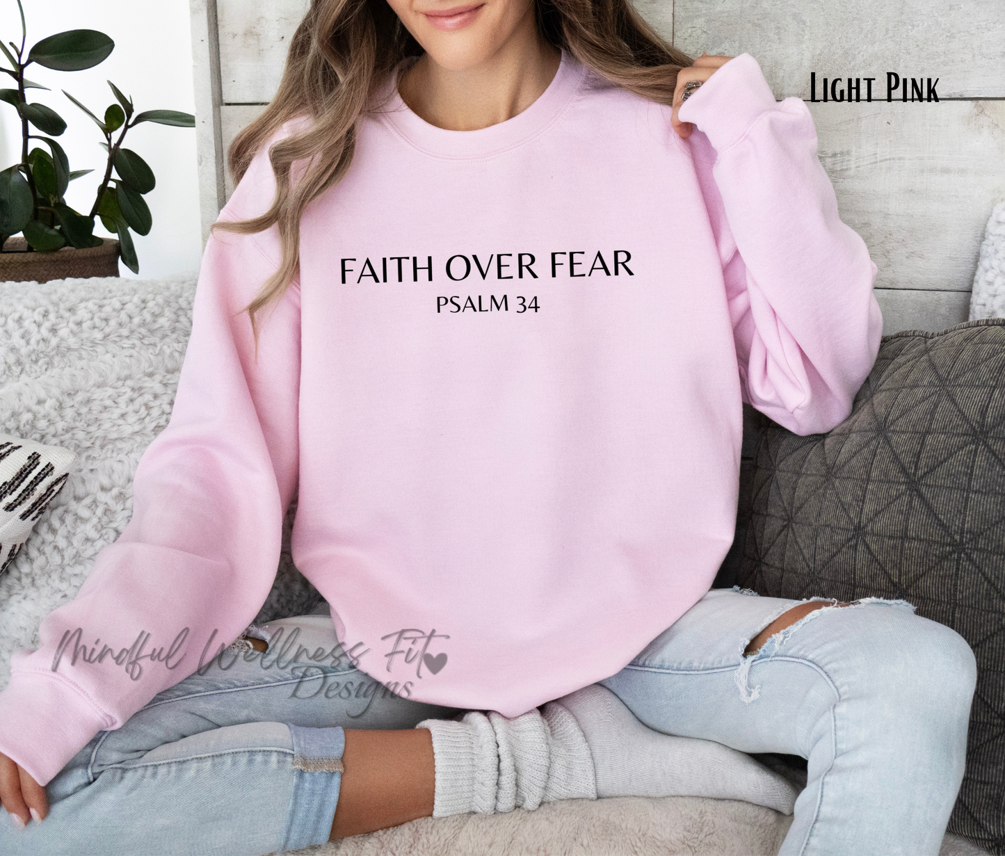 Faith Over Fear Sweatshirt, Psalm 34 Christian Sweater, Minimal Religious Crew, Bible Verse Sweater, Scripture Sweatshirt, Have Faith Crew