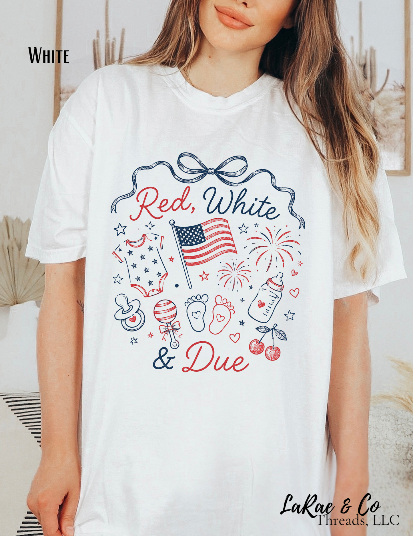 Red, White, & Due Shirt, Patriotic Pregnancy Announcement Tee, Fourth of July Maternity Shirt, Baby Shower Gift, July Mom-to-Be Tee