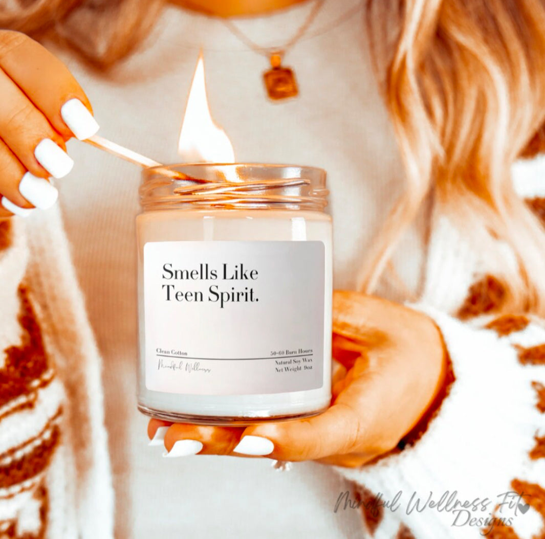 Smells Like Teen Spirit Scented Soy Candle, Nirvana Inspired Candle, Music Lover Candle Gift, Friendship Gift, Jar Soy Candle, Gift for her