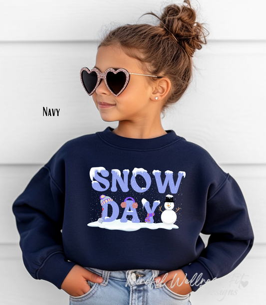 Snow Day Youth Sweatshirt, No School Day Sweatshirt, Snow Day Enthusiast Kids Pullover, Cozy Winter Kids Crew, Winter Break Youth Crew