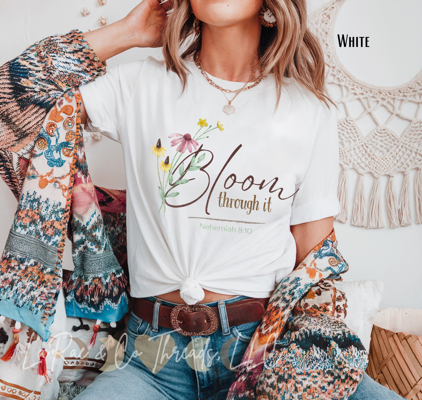Bloom Through It Shirt — Christian Floral Tee, Faith Based Shirt, Nehemiah 8:10 Inspirational Christian Shirt, Spring Botanical T-Shirt