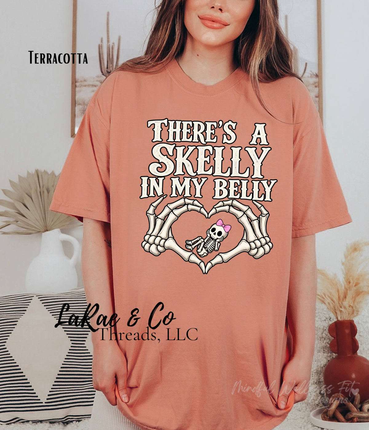 Skelly In My Belly Tee — Cute Skeleton Graphic T-Shirt, Halloween Momma To Be Tee, Baby girl On The Way, Spooky Season