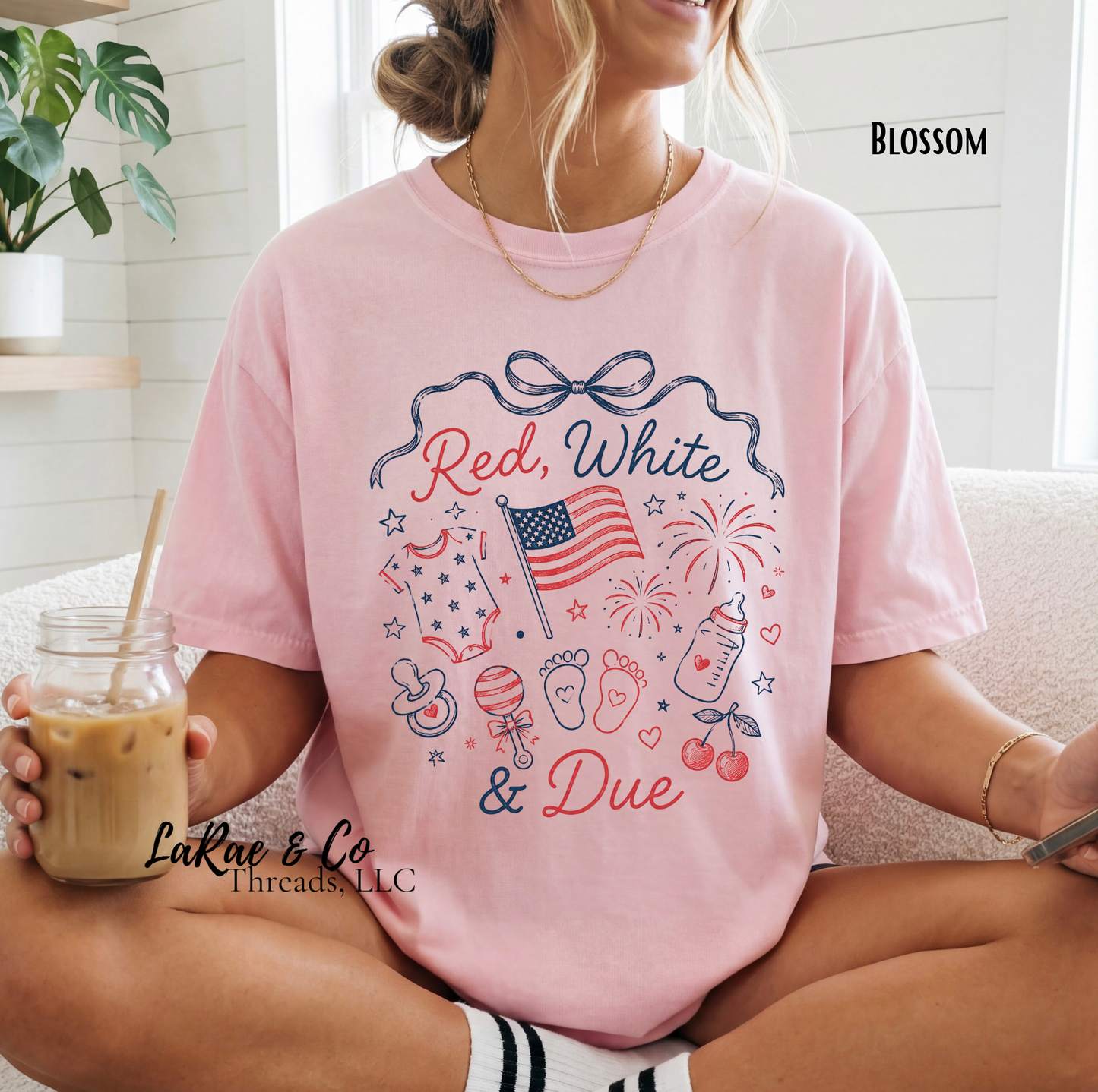 Red, White, & Due Shirt, Patriotic Pregnancy Announcement Tee, Fourth of July Maternity Shirt, Baby Shower Gift, July Mom-to-Be Tee