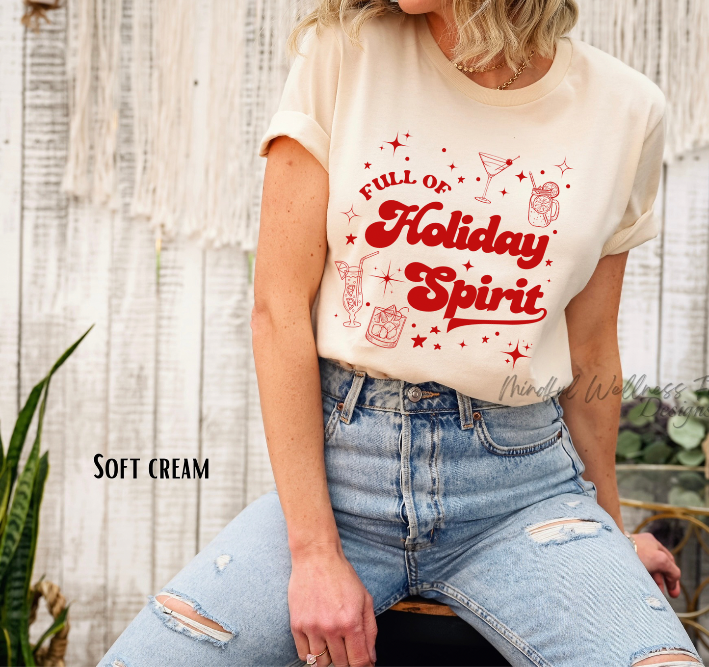 Full of Holiday Spirit Shirt, Holiday Party Shirt, Funny Christmas Drinking Shirt, Xmas Mom Life Tee, Xmas Gift for Mom, Christmas Cheer Tee