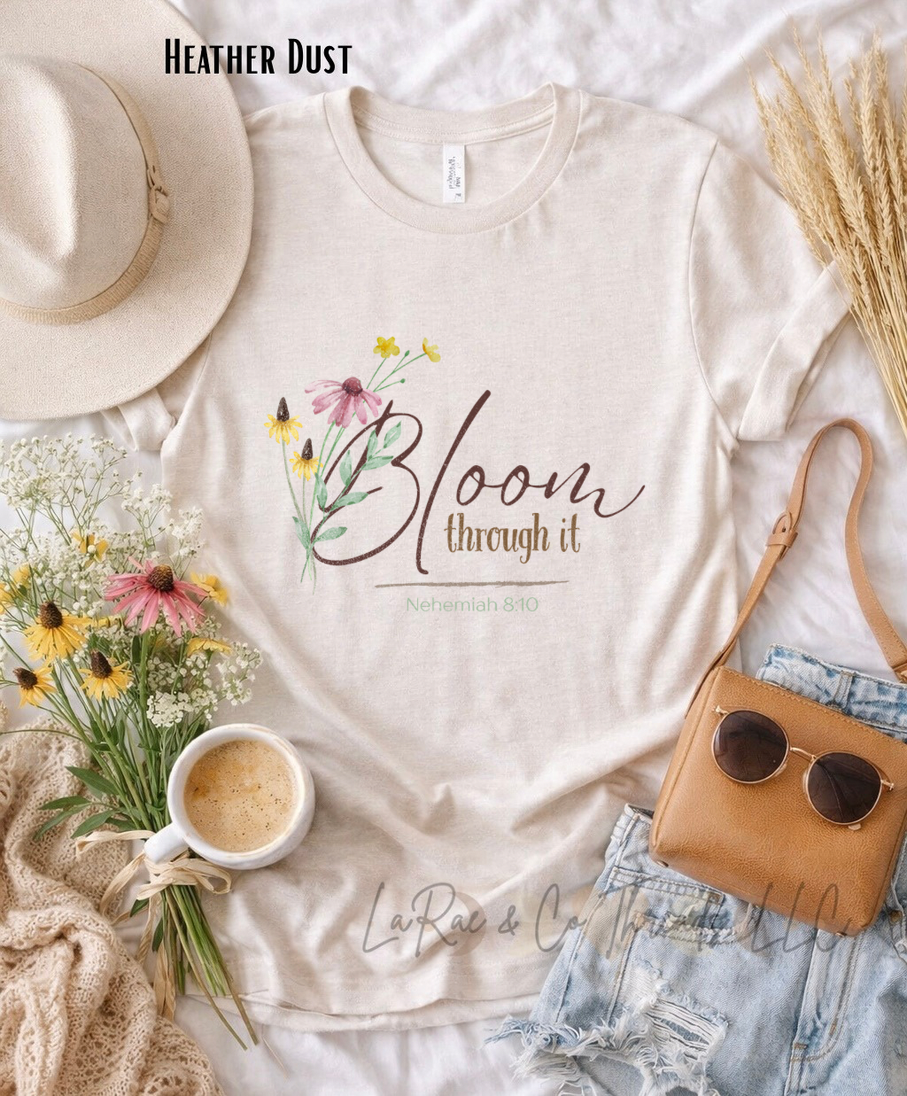 Bloom Through It Shirt — Christian Floral Tee, Faith Based Shirt, Nehemiah 8:10 Inspirational Christian Shirt, Spring Botanical T-Shirt