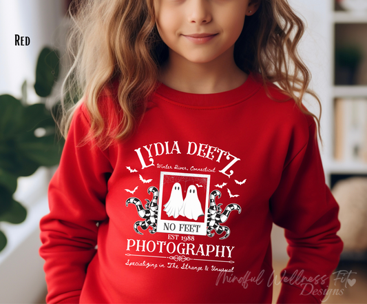 Lydia Deetz Photography Kids Sweatshirt, Beetlejuice 1988 Inspired Kids Sweatshirt, Halloween Ghost Kids Shirt, Strange & Unusual Kids Sweatshirt