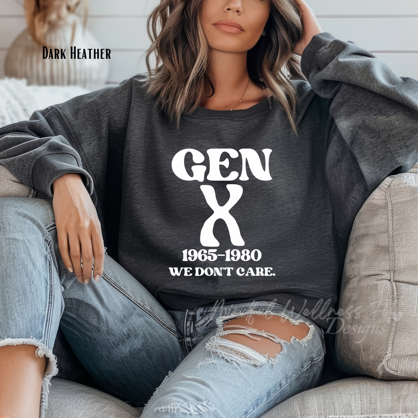 Gen X 1965-1980 We Don't Care, Vintage Vibes, Midweight Fleece Nostalgic Crewneck, Retro Gen X Sweatshirt, Generation X Funny 90s Sweatshirt