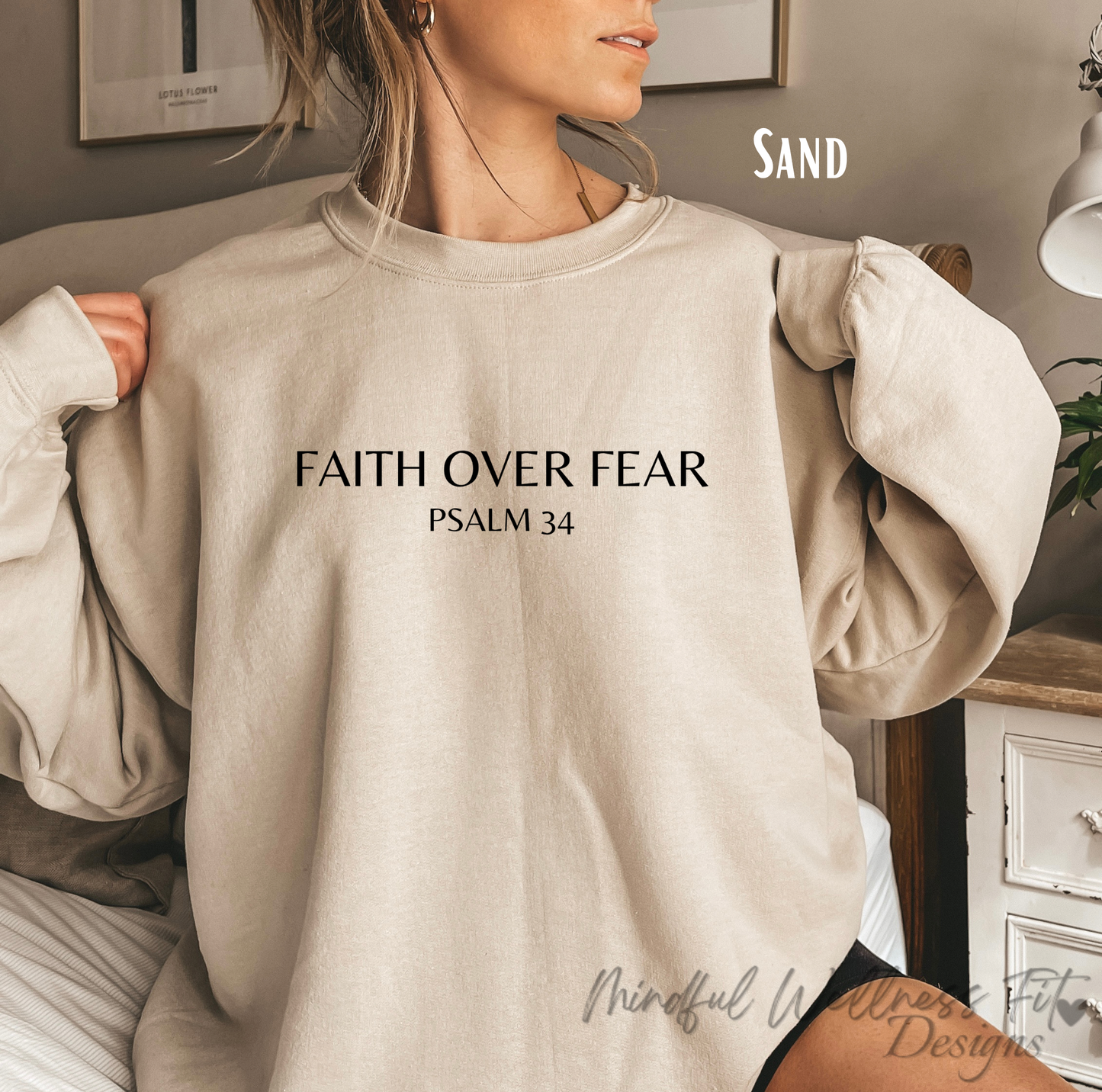 Faith Over Fear Sweatshirt, Psalm 34 Christian Sweater, Minimal Religious Crew, Bible Verse Sweater, Scripture Sweatshirt, Have Faith Crew