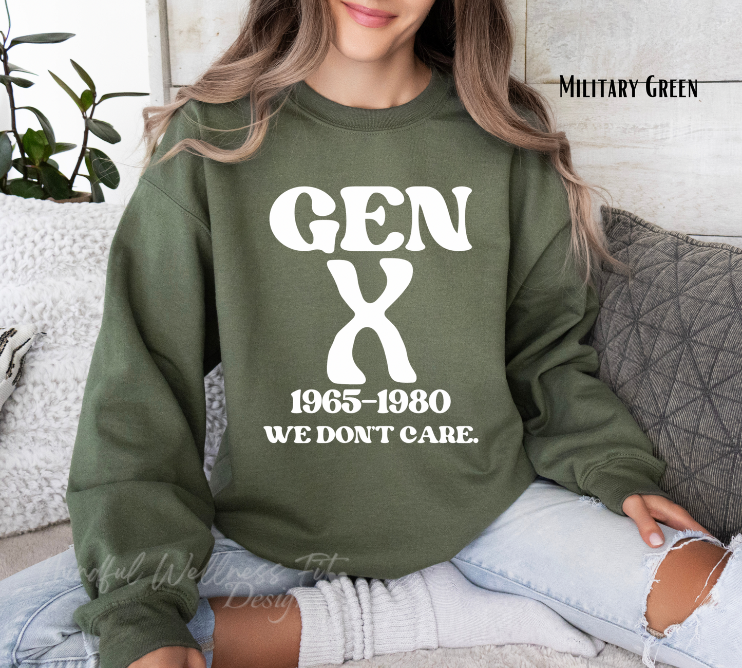 Gen X 1965-1980 We Don't Care, Vintage Vibes, Midweight Fleece Nostalgic Crewneck, Retro Gen X Sweatshirt, Generation X Funny 90s Sweatshirt