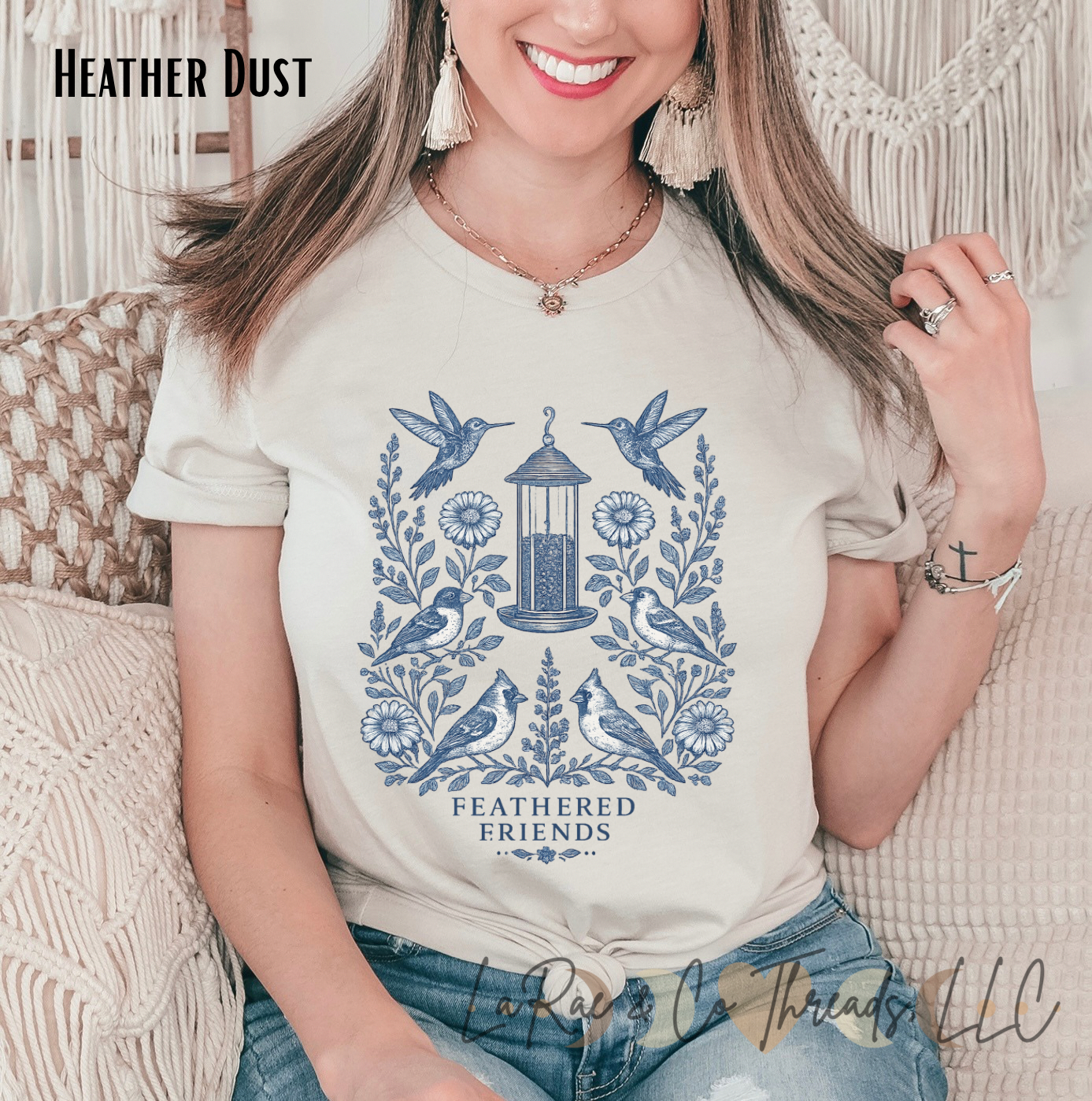 Floral 'Feathered Friends' Garden Shirt, Bird Watching Shirt, Vintage Hummingbird & Wildflower Tee, Cottaecore Bird Lover Shirt
