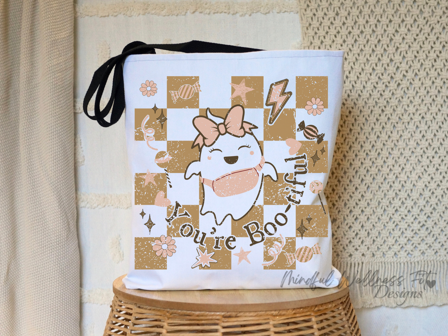 You're Boo-tiful Ghost Trick or Treat Tote Bag, Small Kids Boo-Jee Halloween Bag, You Are Boo-tiful Ghost Tote Bag, Kids Cute Ghost Tote