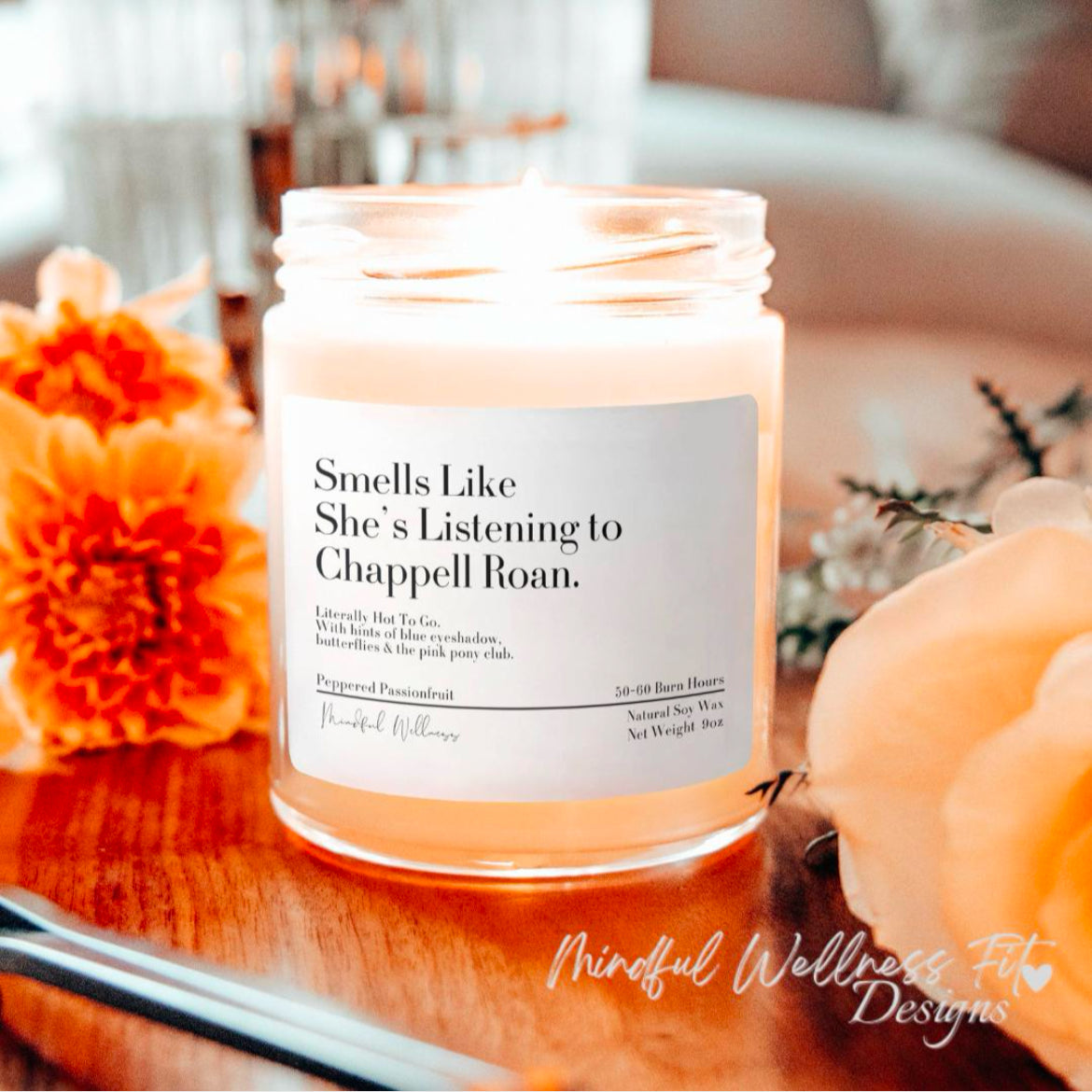 Smells Like She's Listening To Chappell Roan Soy Candle, 9oz Scented Midwest Princess Candle, Music Lover Candle, Aesthetic Chappell Candle