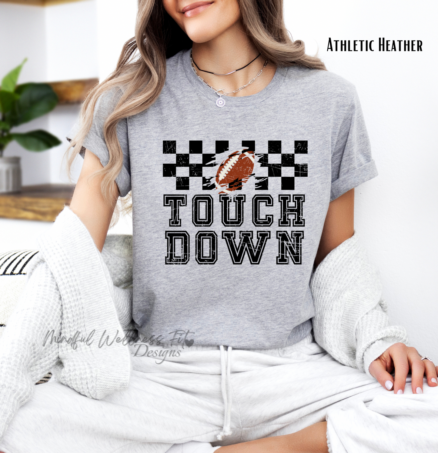 Touchdown Retro Football Shirt, Sports Fan Gift, Checkered Background Shirt, Football Lover Shirt, Game Day Apparel, High School Football
