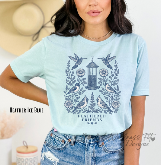 Floral 'Feathered Friends' Garden Shirt, Bird Watching Shirt, Vintage Hummingbird & Wildflower Tee, Cottaecore Bird Lover Shirt