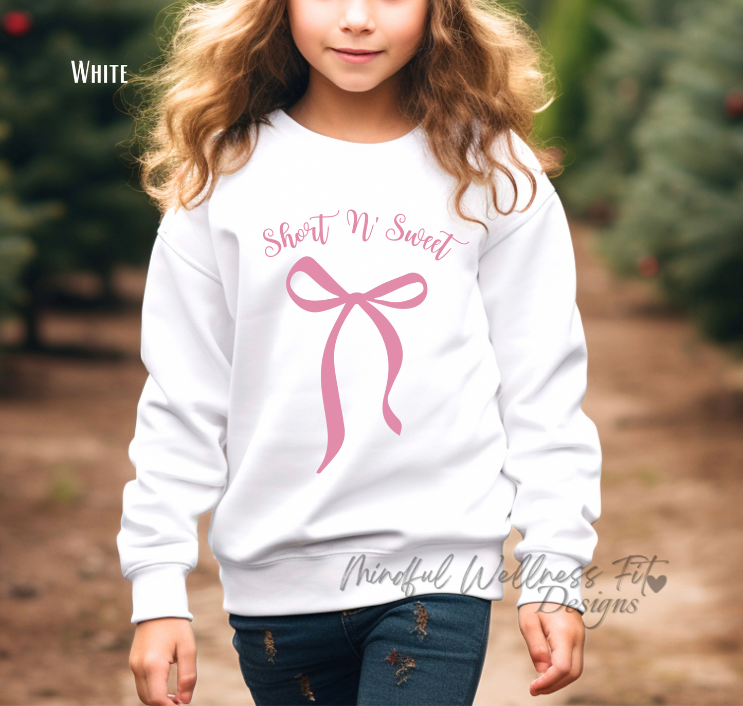 Kids Short N' Sweet Sweatshirt, Coquette Aesthetic, Pop Culture Crew, Music Lover Sweater, Kids Cute Bow Sweater, Music Festival Sweatshirt