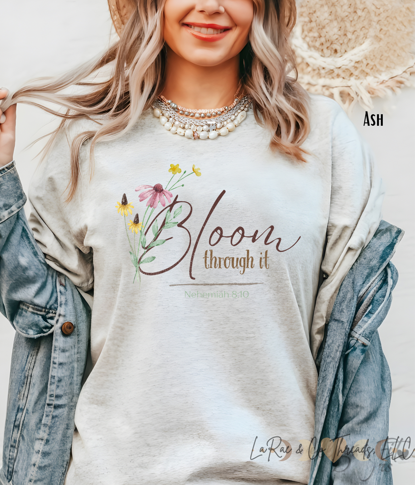 Bloom Through It Shirt — Christian Floral Tee, Faith Based Shirt, Nehemiah 8:10 Inspirational Christian Shirt, Spring Botanical T-Shirt