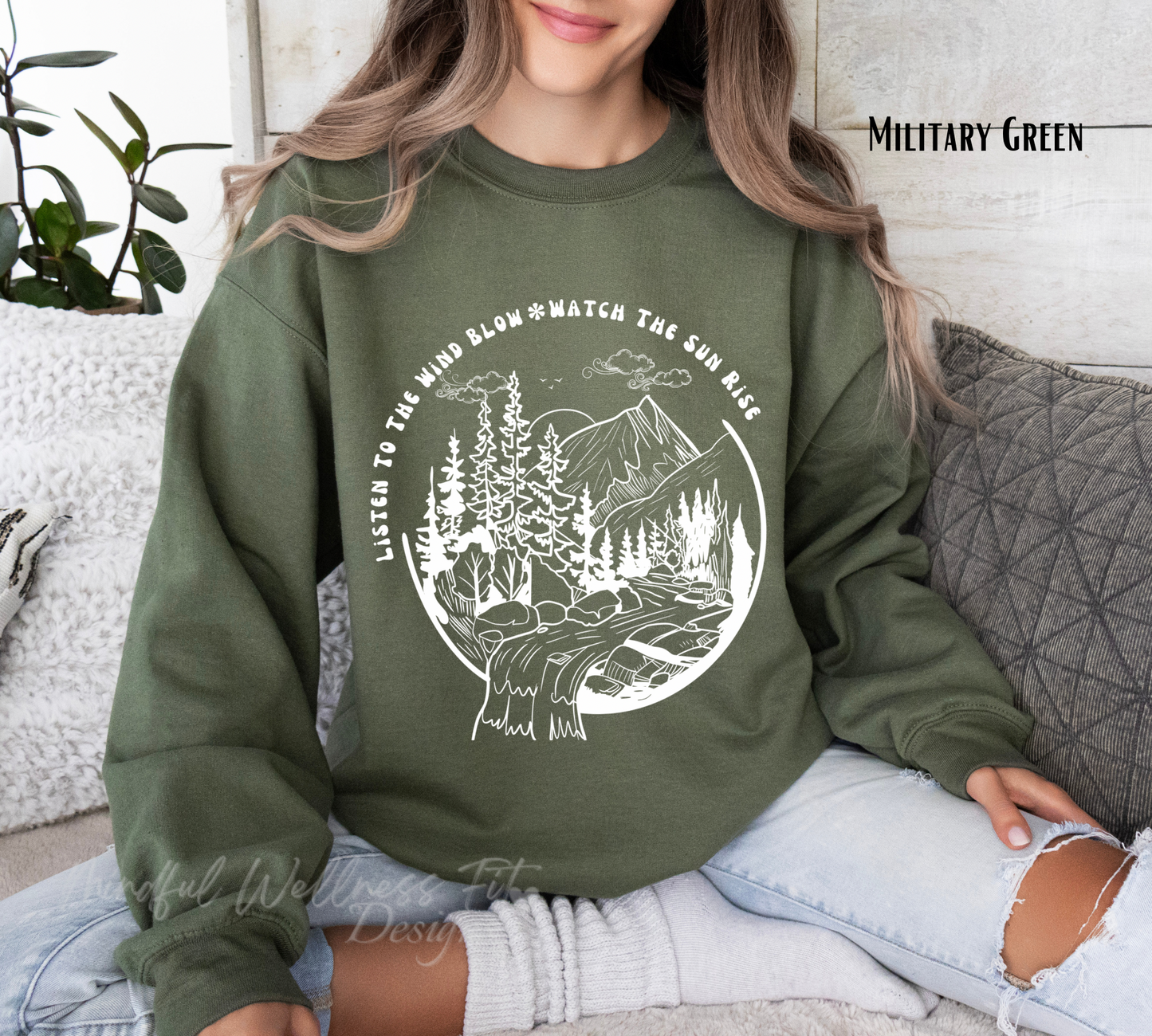 Listen To The Wind Blow Watch The Sun Rise Sweatshirt, Stevie Crewneck, Sunset Nature Lover Sweatshirt, Music Lover Crew, Musician Gift