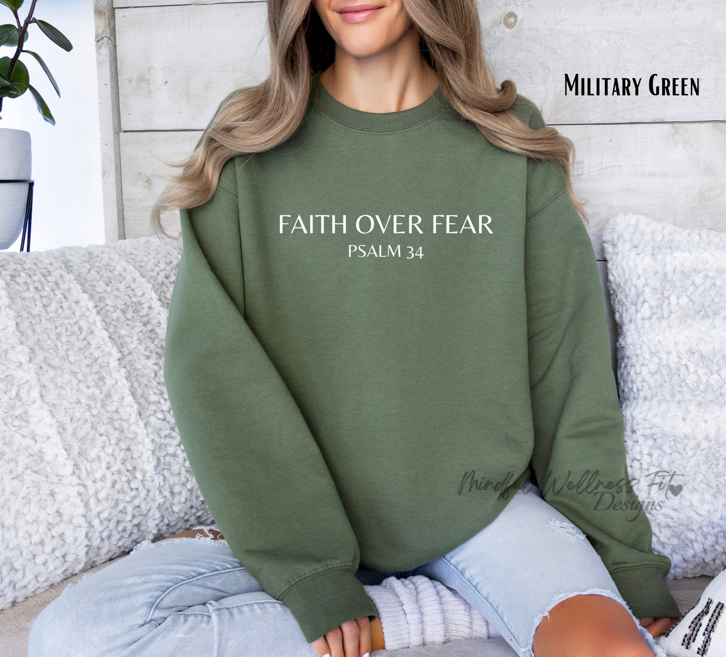 Faith Over Fear Sweatshirt, Psalm 34 Christian Sweater, Minimal Religious Crew, Bible Verse Sweater, Scripture Sweatshirt, Have Faith Crew