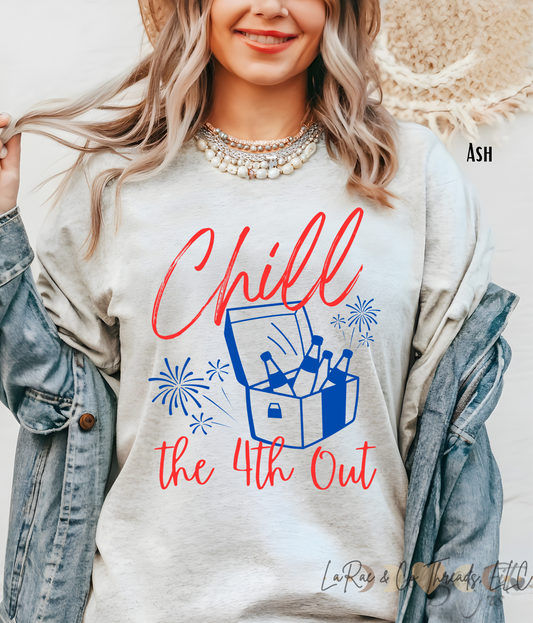 Chill 4th Out Tee, Relaxed Independence Day T-Shirt, Summer BBQ Shirt, Patriotic Shirt, 4th of July Drinks Shirt, Ice Cold Tee, Casual Holiday Outfit
