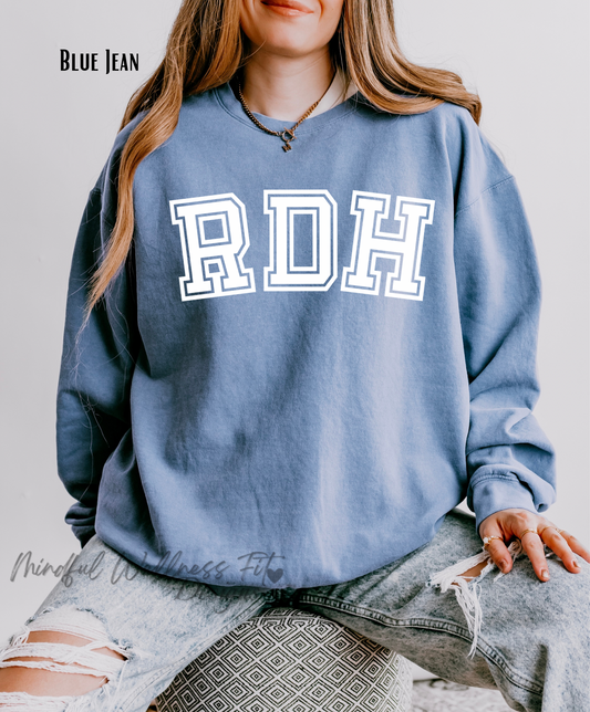 RDH Sweatshirt, Dental Hygienist Sweatshirt, Collegiate RDH Sweatshirt, Hygiene Student Graduation Crew, Registered Dental Hygienist Shirt