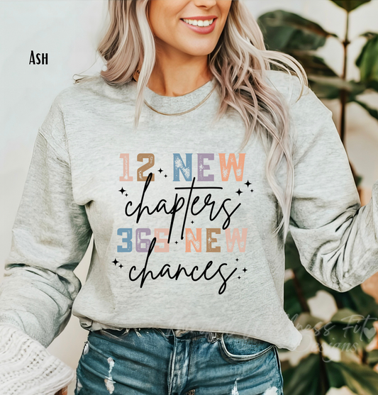 12 New Chapters 365 New Chances Sweatshirt, New Year Sweatshirt, 2025 New Year Crew Sweatshirt, New Years Eve Sweater