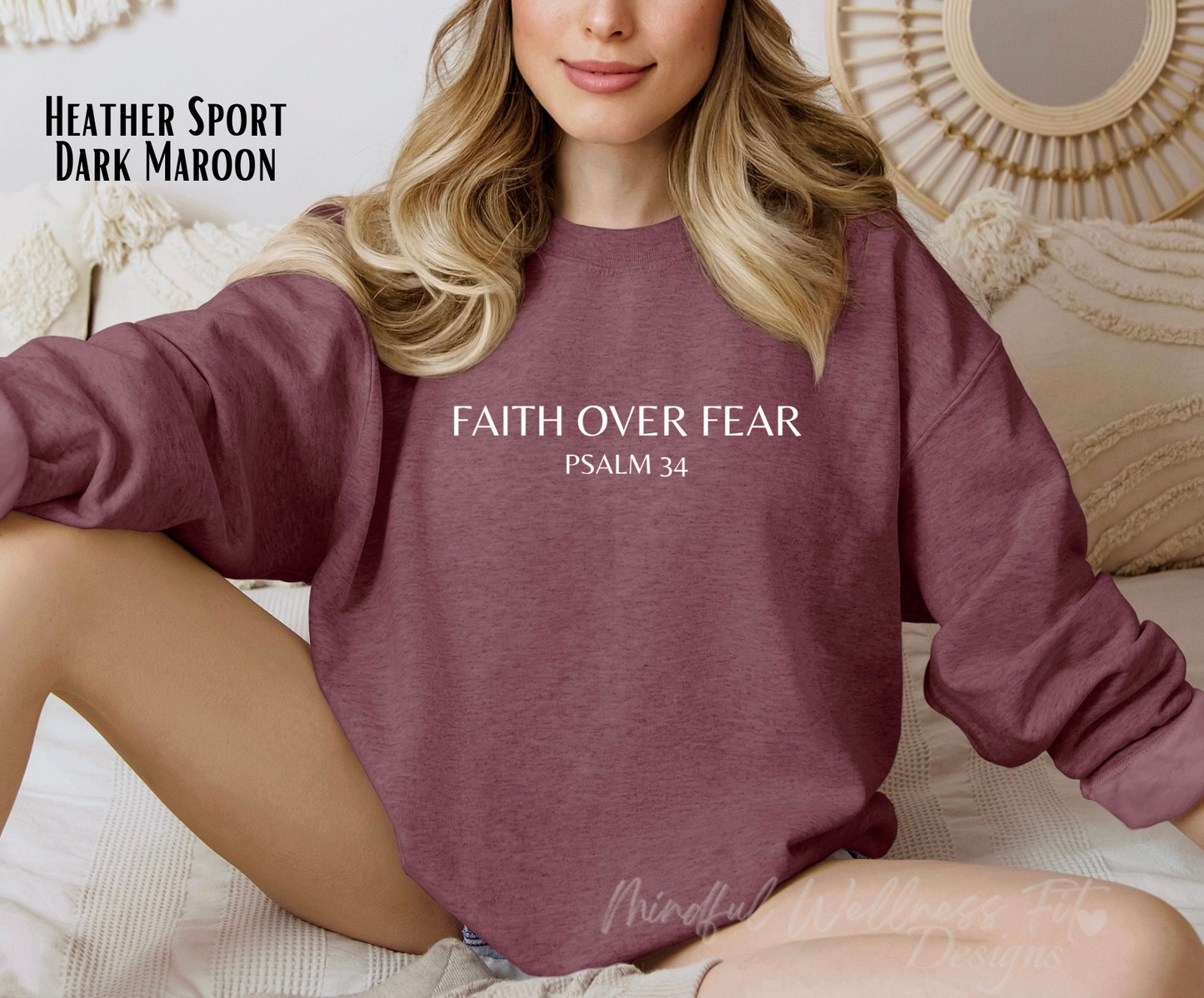 Faith Over Fear Sweatshirt, Psalm 34 Christian Sweater, Minimal Religious Crew, Bible Verse Sweater, Scripture Sweatshirt, Have Faith Crew