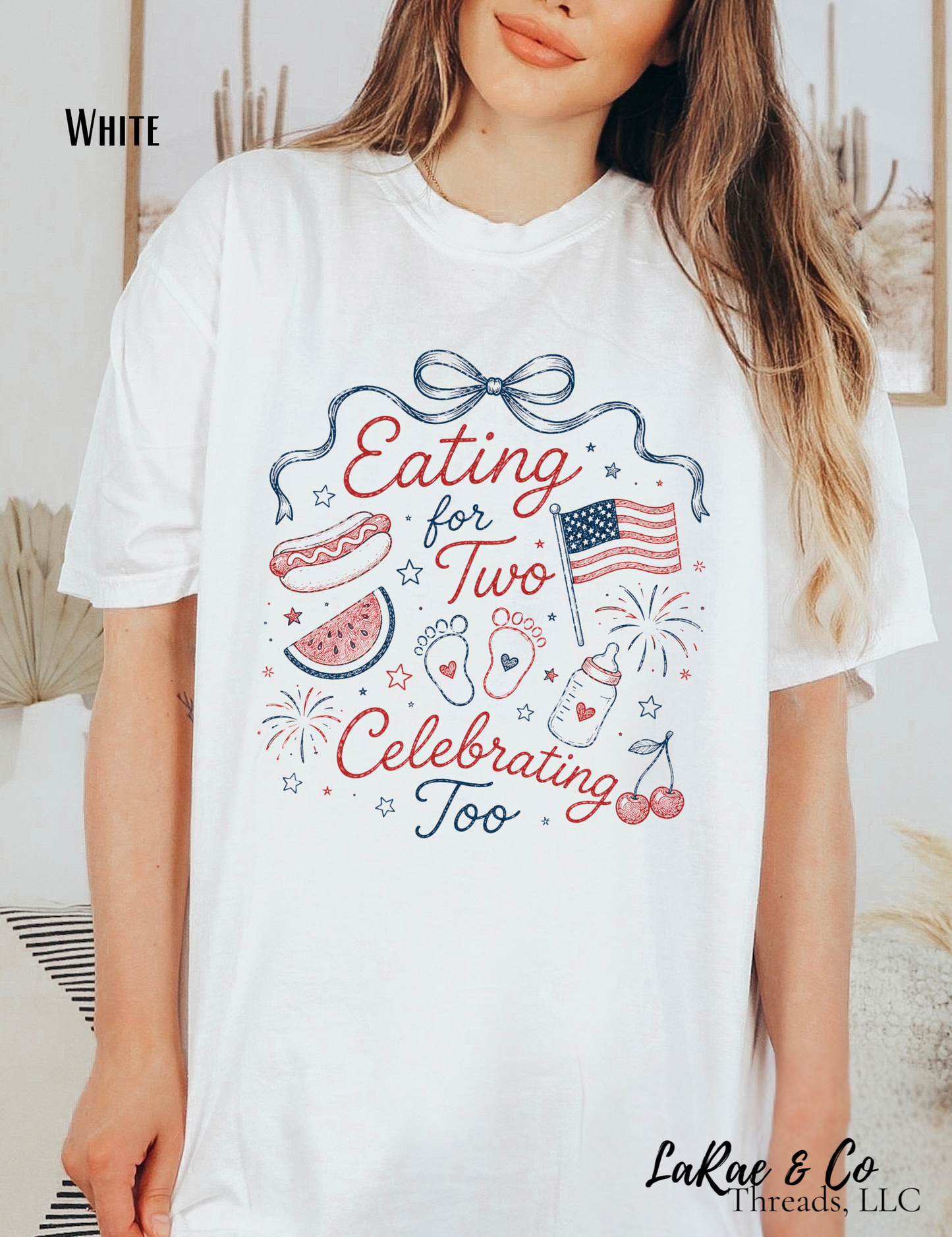 Eating for Two, Celebrating Too, Fourth of July Cook Out Pregnancy Shirt, Patriotic Mom to Be Tee, Patriotic Announcement Shirt, 4th of July Baby Reveal Tee