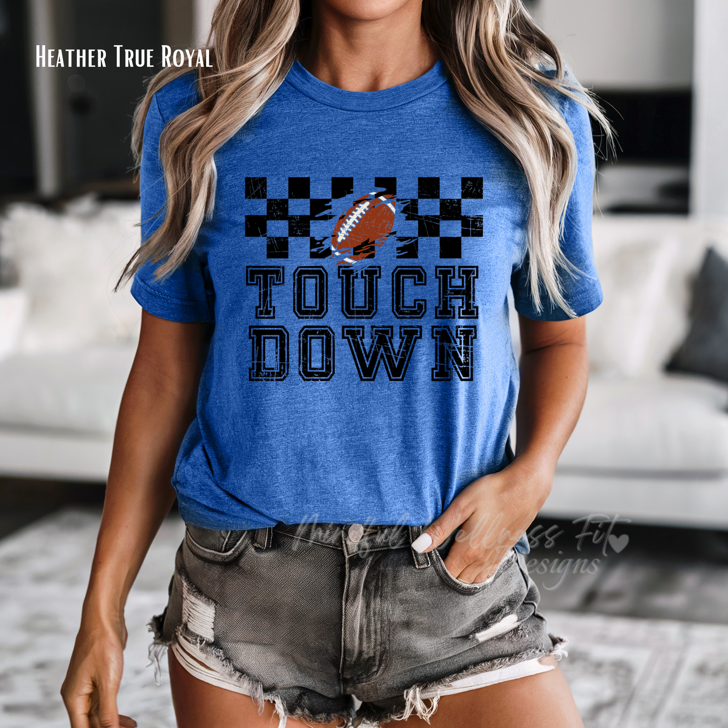 Touchdown Retro Football Shirt, Sports Fan Gift, Checkered Background Shirt, Football Lover Shirt, Game Day Apparel, High School Football