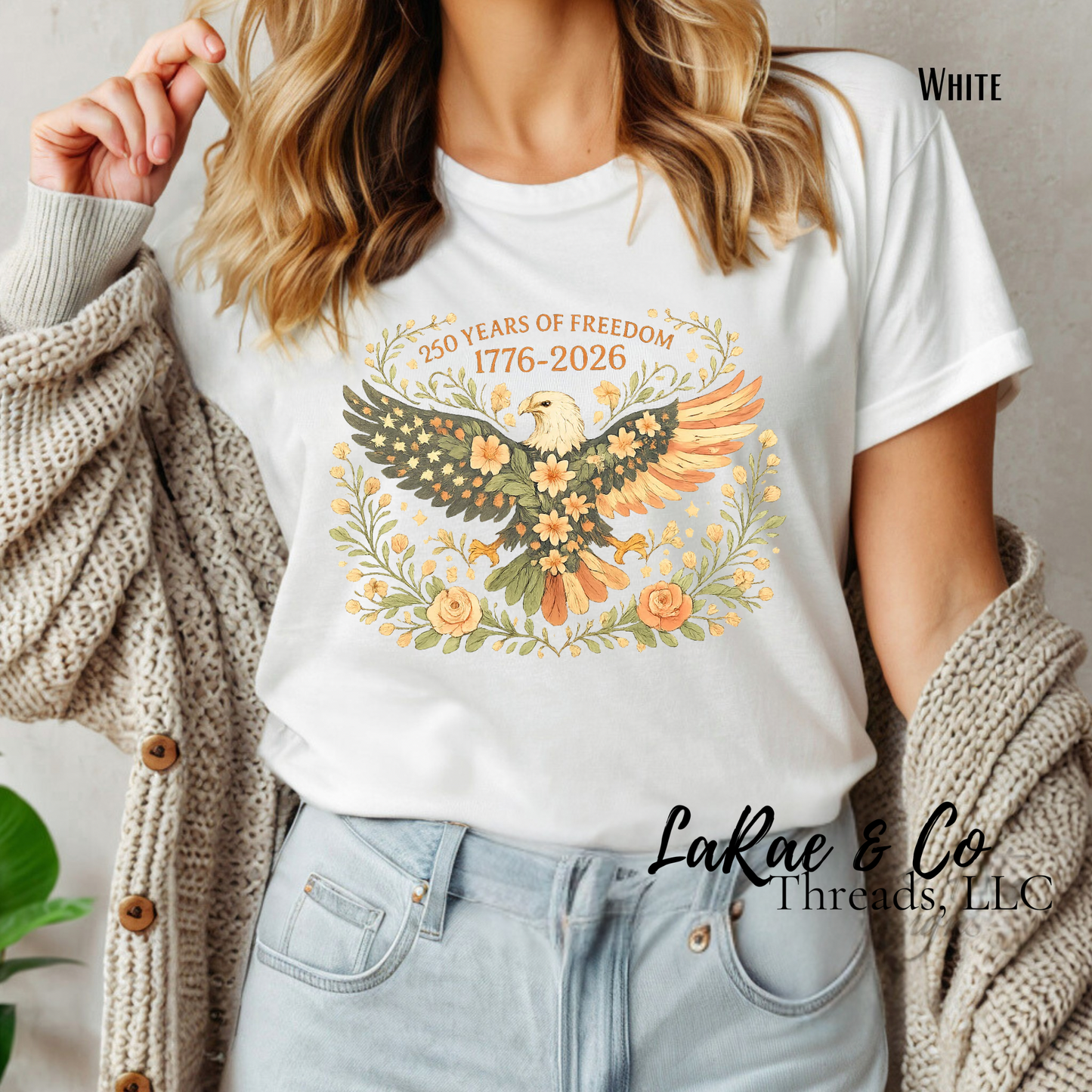 250 Years of Freedom Eagle Floral 1776–2026 Anniversary Shirt, Sesquicentennial Shirt, Patriotic Cottagecore Americana Shirt, Vintage Patriotic Eagle with Flowers, American Freedom Shirt