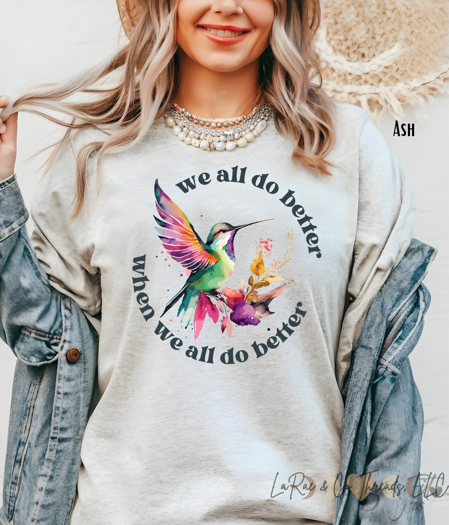 We All Do Better When We All Do Better Shirt, Hummingbird Motivational Tee, T-Shirt Gift for Nature Lovers, Inspirational Bird Tee, Casual Everyday Wear