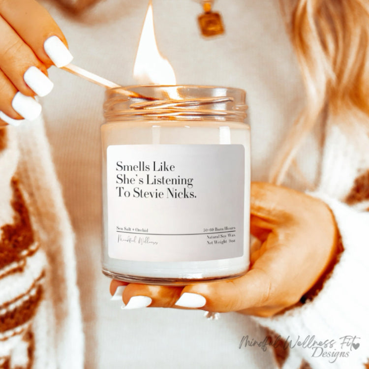 Smells Like She's Listening To Stevie Nicks Scented Soy Candle, Fleetwood Mac Candle, Friendship Gift, Music Lover Gift Candle, Gift for Her